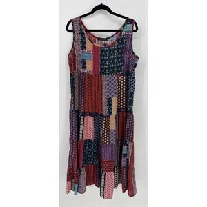 Zanzea Patchwork Lagenlook Midi Dress XL Boho Art Teacher Festival Folk Eclectic